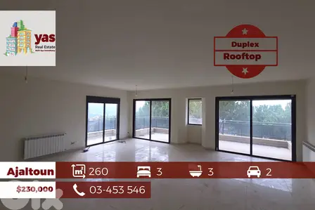Ajaltoun 260m2 | Rooftop Duplex | High End | Mountain View | TO/HM