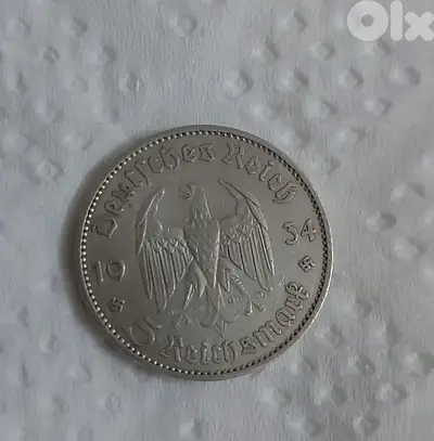 Nazi German Silver Coin year 1934 used in World War Two Era of Hitler