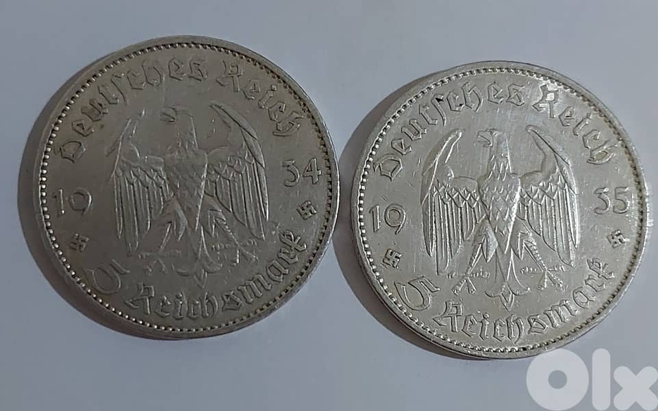 Set of two Nazi German silver Memorial Coin 1934,1935 0