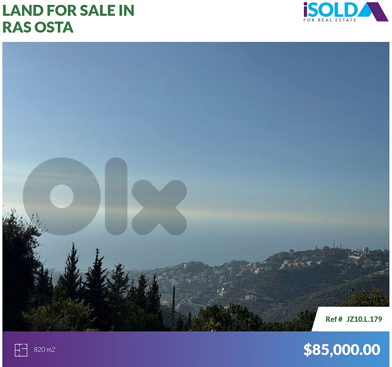 820m2 Prime Land+Sea View 4Sale in Ras Osta - أرض للبيع في راس أسطا