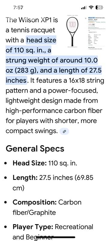 Wilson tennis racket XP1 3