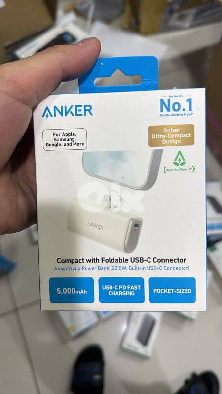 Anker Nano Power Bank 5,000mah (22.5w , built in usb-c connector) 0