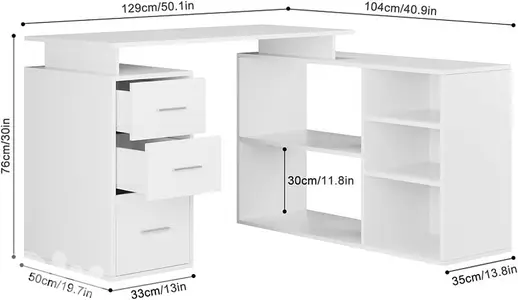 Computer Corner Desk with Drawers