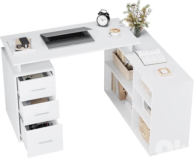 Computer Corner Desk with Drawers 3