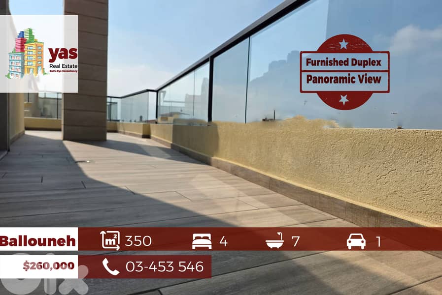 Ballouneh 350m2 | Furnished Duplex | Panoramic VIew | Catch | TO 0