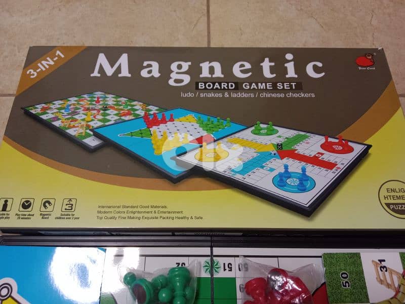 3 in 1 magnetic game سلم وحية 0