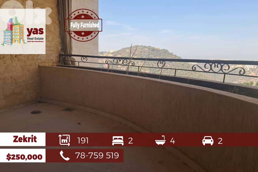 Zekrit 191m2 | Excellent Condition | Furnished | Open View | TYT/EJ | 0