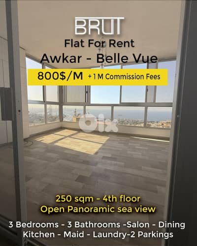 250 sqm apartment for rent in Awkar Belle Vue -Open Sea View