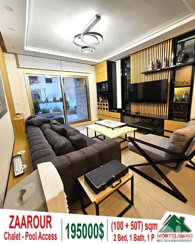 Fully Furnished 100sqm Chalet For Sale in Zaarour+Terrace& Pool Access
