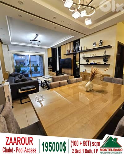 Fully Furnished 100sqm Chalet For Sale in Zaarour+Terrace& Pool Access