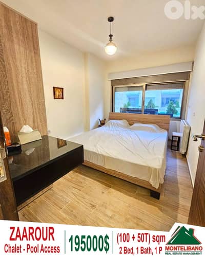 Fully Furnished 100sqm Chalet For Sale in Zaarour+Terrace& Pool Access