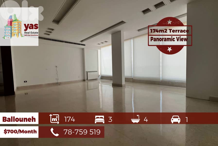 Ballouneh 174m2 | 174m2 Terrace | Rent | Mountain View | Quiet | KS 0
