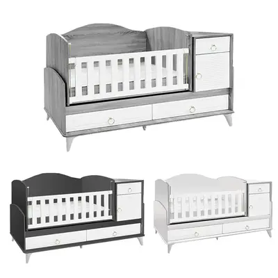 Wooden Baby Bed With Dresser - سرير خشبي للأطفال مع أدراج جانبية