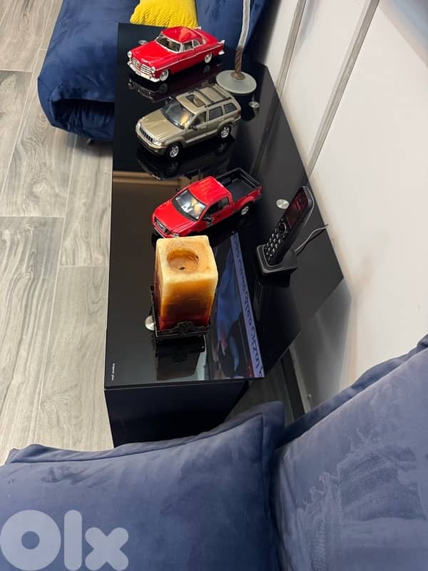 glass and wood TV stand 1