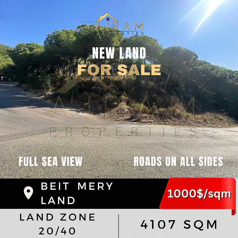 Beit Mery land | 4107 sqm | 1000$/sqm