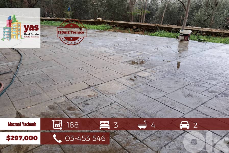 Mazraat Yachouh 188m2 | 120m2 Terrace | Super Luxury Flat | JO/EW | 0