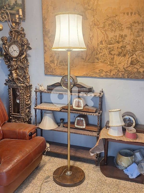 brass and wooden base floor lamp 0