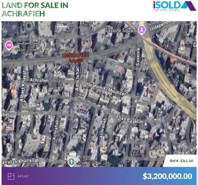 Zone 6 441 m2 Prime land for sale in Achrafieh - أرض للبيع في الأشرفية