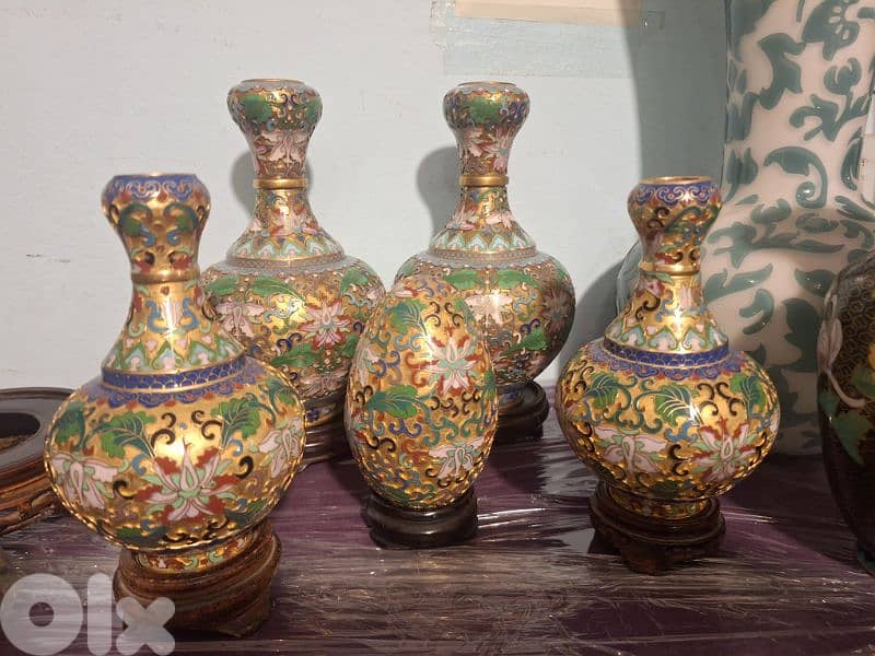 collection of 5 pieces cloisonné Chinese original hand made 0