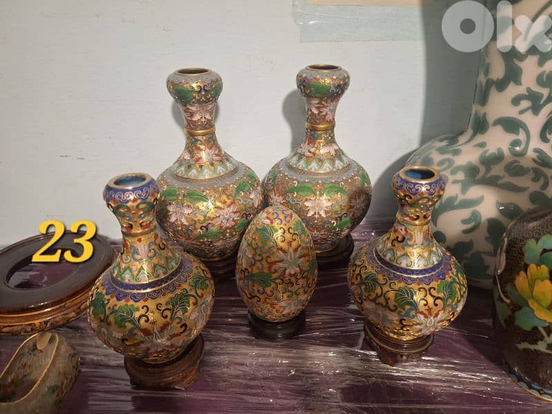 collection of 5 pieces cloisonné Chinese original hand made 2