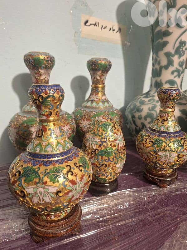 collection of 5 pieces cloisonné Chinese original hand made 3