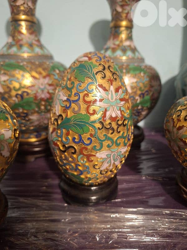 collection of 5 pieces cloisonné Chinese original hand made 4