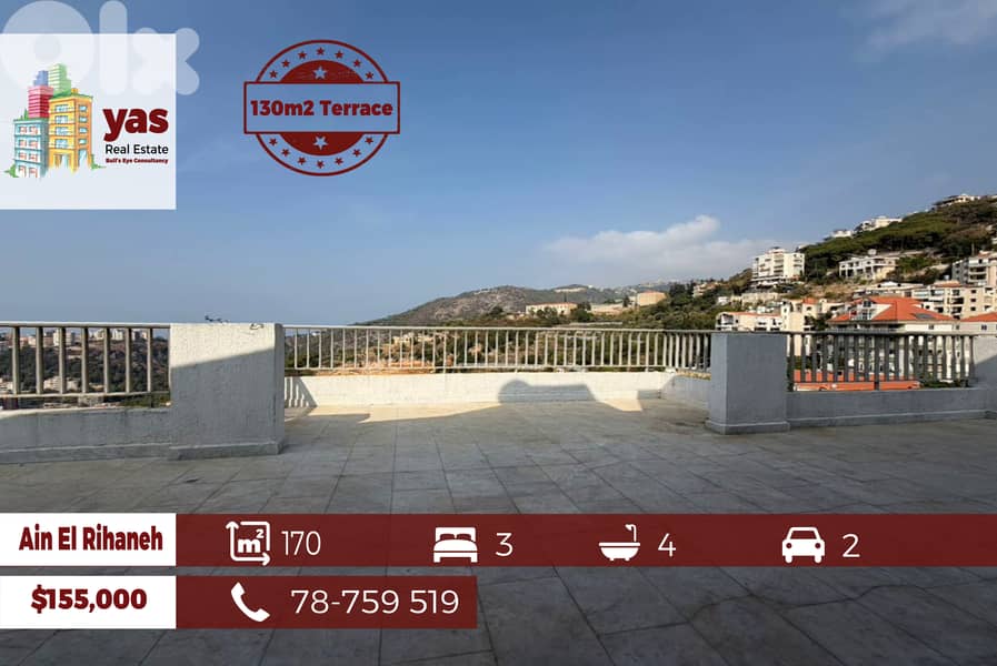 Ain El Rihaneh 170m2 | 130m2 Terrace | Panoramic View | HIgh End | EL 0