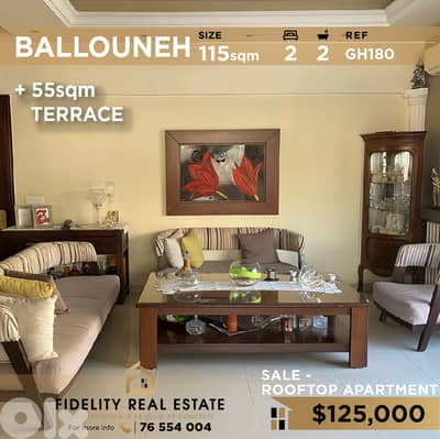 Apartment for sale in Ballouneh GH180  شقة  للبيع في بلونة
