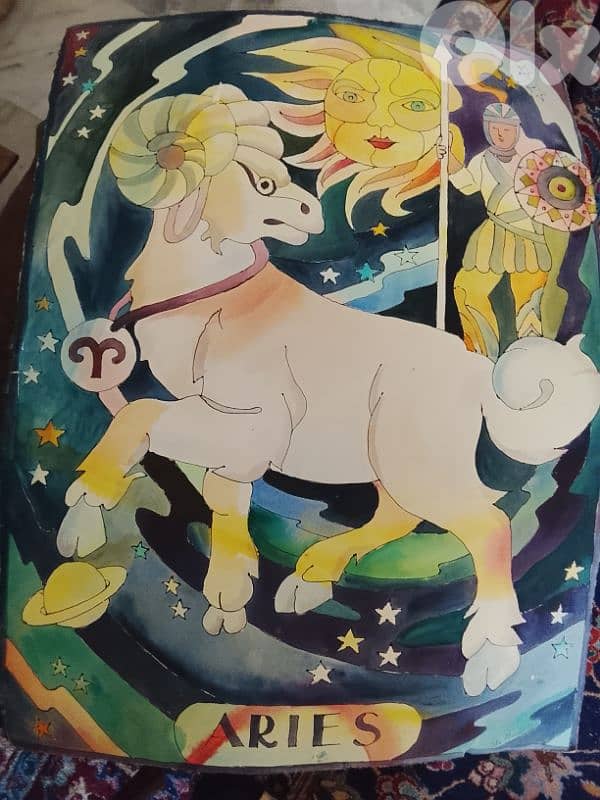 beautiful 2 paintings horoscope Aries and Virgo by  ida mousallem 0