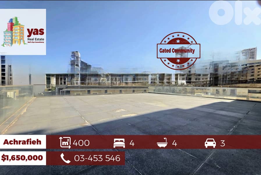 Achrafieh 400m2 | 160m2 Terrace | Spacious Flat|Prime Location|TYT/SKH 0