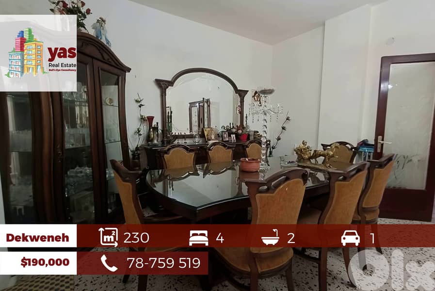 Dekweneh 230m2 | Mint Condition | Easy Access | Prime Location | AA 0
