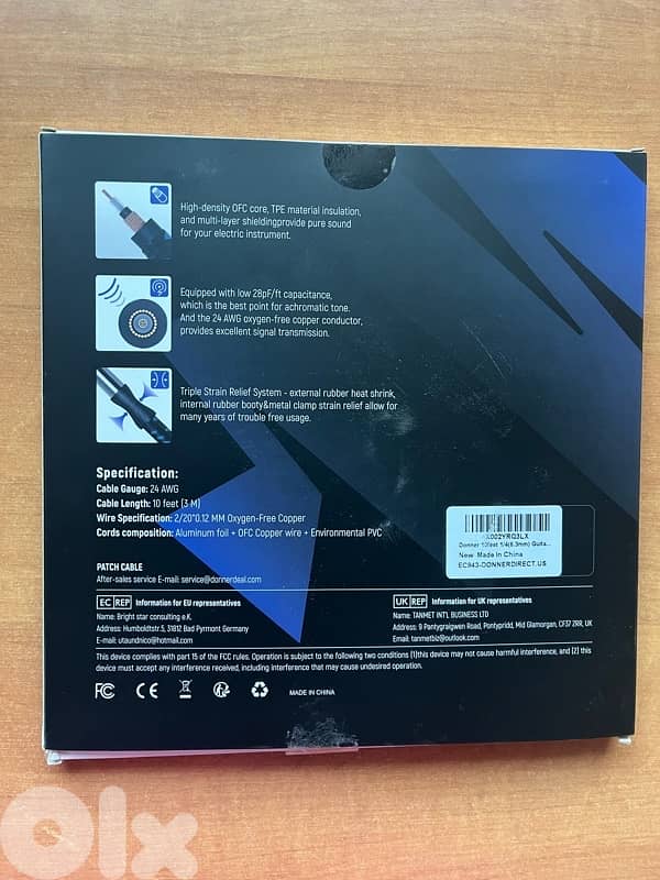 Donner Guitar Cable 3m – New 1