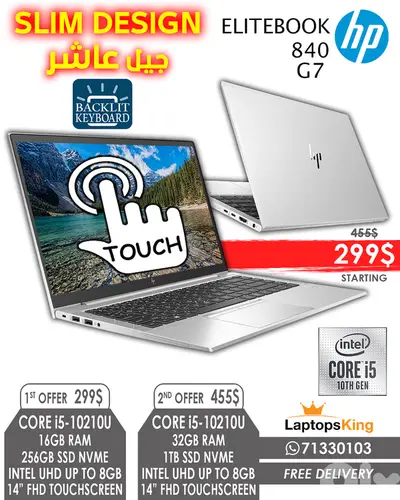 HP ELITEBOOK 840 G7 14” LAPTOPS  CORE i5-10210U CPU INTEL UHD