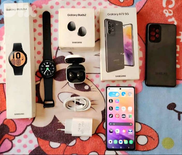 Samsung A73 5g original & Samsung buds 2 & Samsung watch 4 0