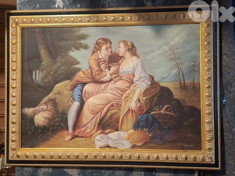 large antique european oil painting 1