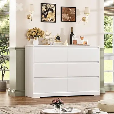 FOTOSOK White Dresser, 47.2 Inch Tall White Dresser
