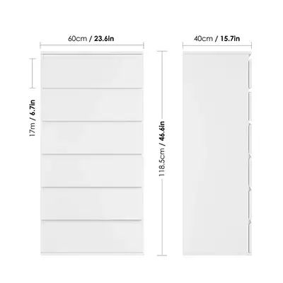 Homfa 6 Drawer White Dresser, Modern Storage Cabinet