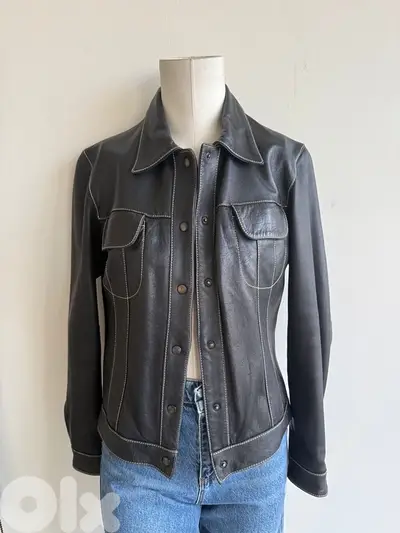 Black genuine leather jacket