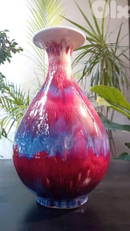 VINTAGE Chinese Flambé Glazed Porcelain Vase - Sang-de-Boeuf 0