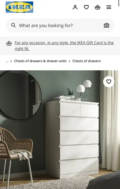 MALM 6-drawer dresser, white, 80x123 cm IKEA