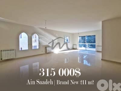 Ain Saadeh | Brand New 210m² Ap | 2 Balconies | Open Sea-Mountain View