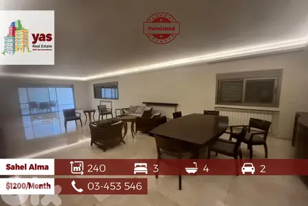 Sahel Alma 240m2 | Furnished | Rent | Mint Condition | SD |