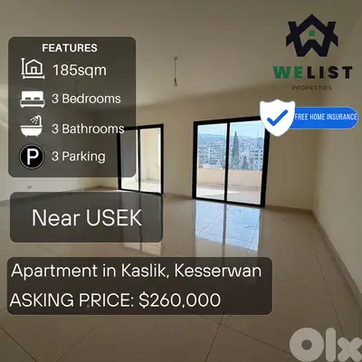 Apartment for sale in Kaslik شقة للبيع في كسليك