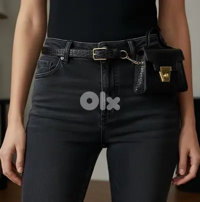 Black mini cross bag with belt