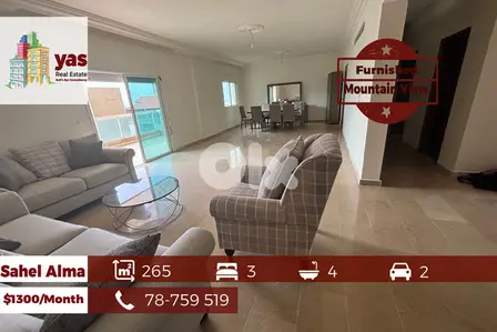 Sahel Alma 265m2 | Furnished | Rent | Mountain View | Quiet | EH/IV