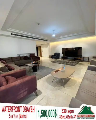 330 sqm Apartment For Sale in Waterfront Dbayeh with Sea View (Marina)