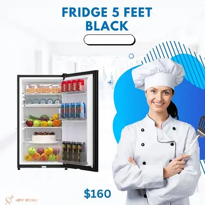 Refrigerator 5 Feet Silver-Black براد مكتب كفالة شركة