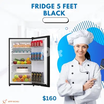 Refrigerator 5 Feet Silver/Black كفالة شركة