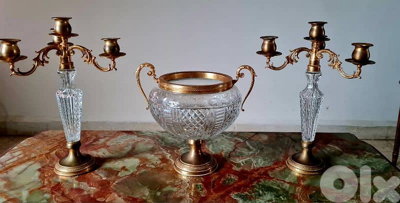 Vintage Crystal And Bronze Set 0