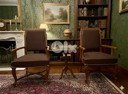 Pair of High-Back Wood Armchairs (120 cm H)